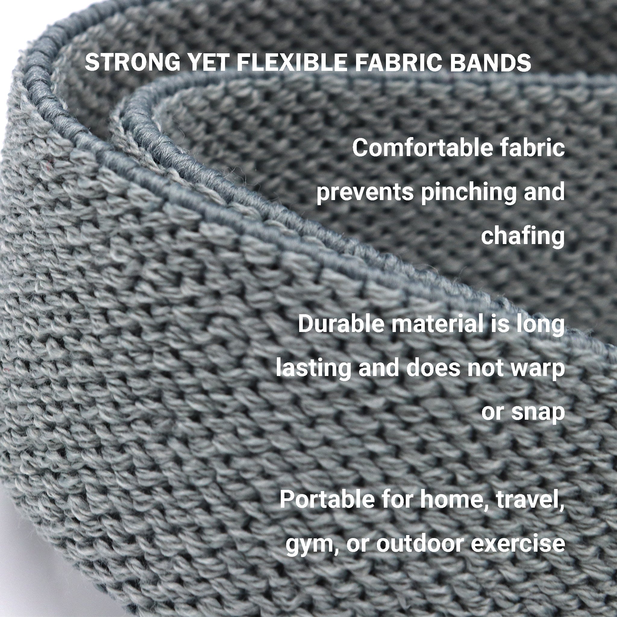 Long Resistance Exercise Bands Black/Grey Stretch Fabric| Yowie