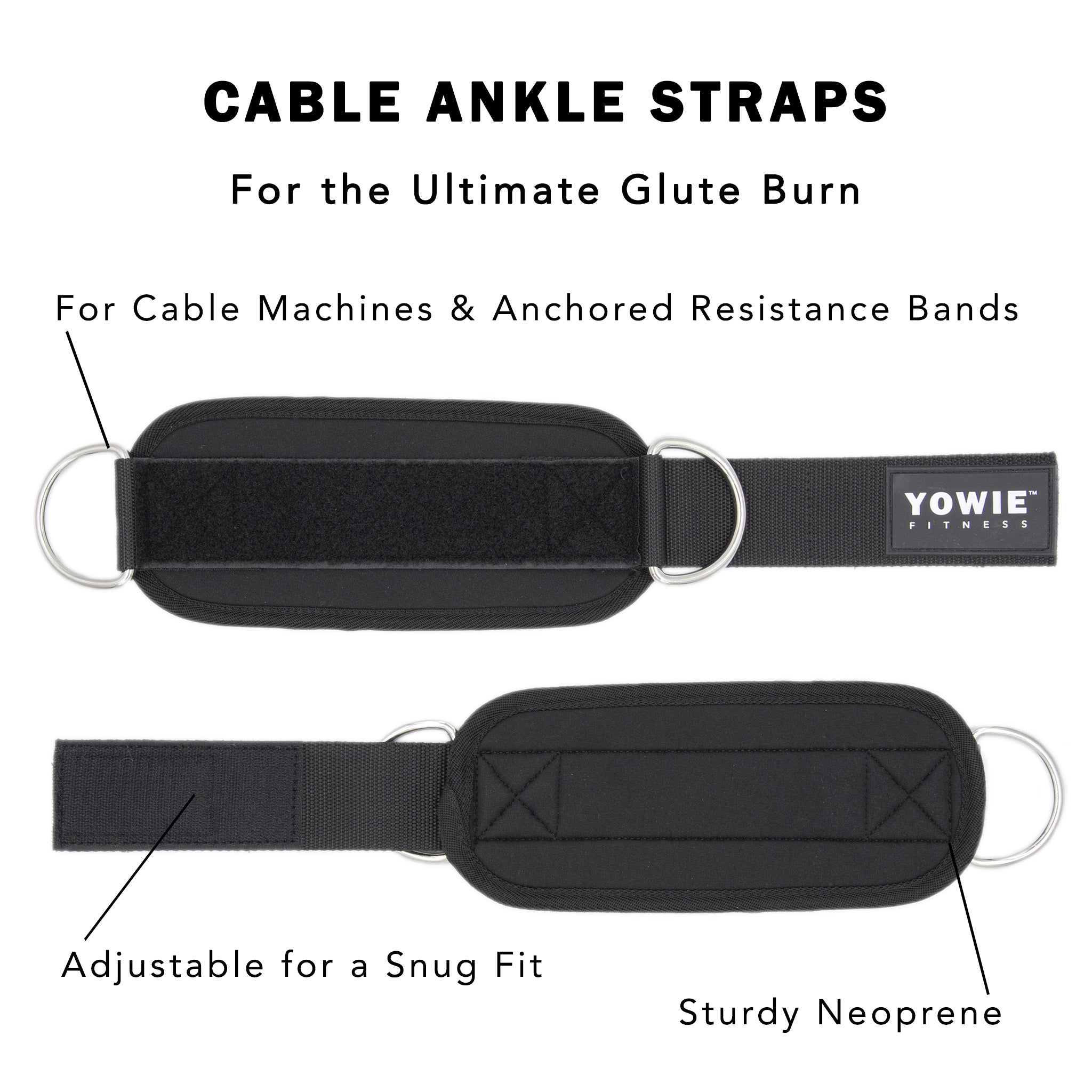 Cable Ankle Strap Black Ankle Attachment for Cable and Pulley